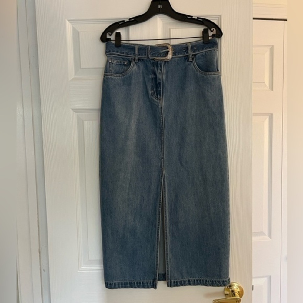 House of Harlow 1960 Denim Mini Skirt with Belt